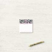Post-it® Damas Blanches Et Fleur Rose (Sur un bureau)