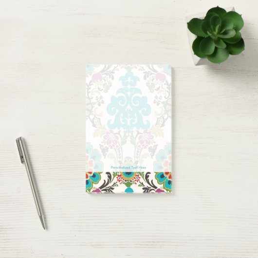 Post-it® Damask Floral Patterns Plum Turquoise (Bureau)