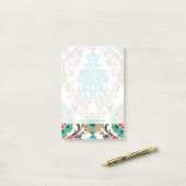 Post-it® Damask Floral Patterns Plum Turquoise (Sur un bureau)