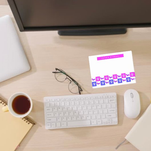 Post-it® Dandie Dinmont Terrier Dog & Paw Hot Pink & Blue