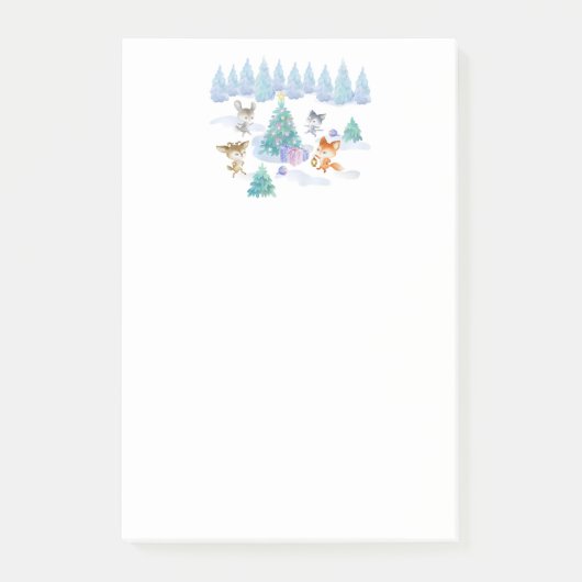 Post-it® Danse Animaux de forêt Noël Aquarelle (Devant)