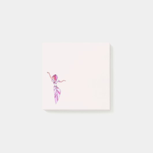 Post-it® Danseur rose funky fille avec cheveux roses (Devant)