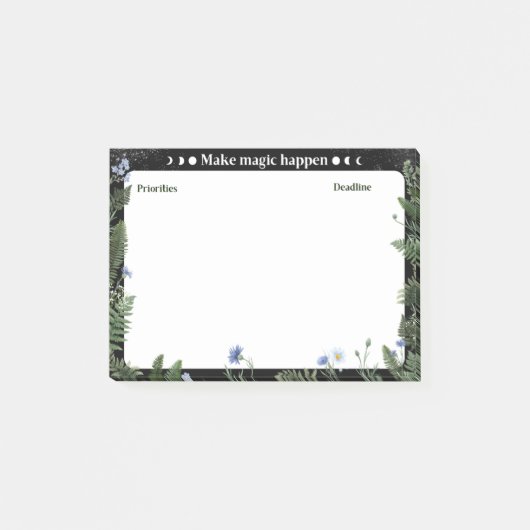 Post-it® Dark Floral Productivity Sticky Note (Devant)