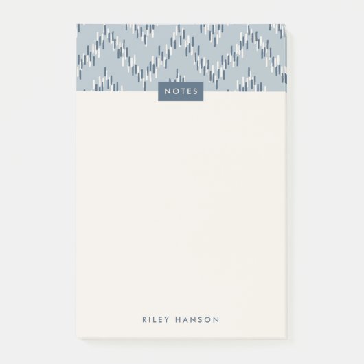 Post-it® Dashing Boho Ikat Zig Zag Motif Post-It - Bleu (Devant)