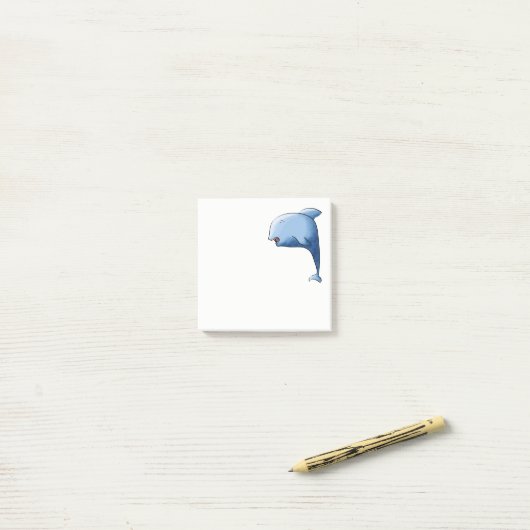 Post-it® Dauphin bleu (Sur un bureau)