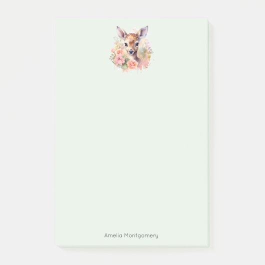Post-it® De Beaux Cerfs Entourés De Roses (Devant)