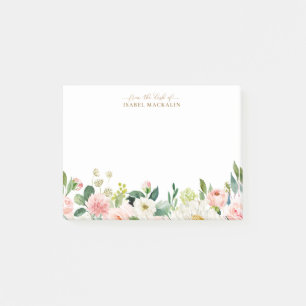 Post-it® De la part de Pale Blush Pink Floral Botanical