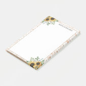 Post-it® Découpage de tournesol rustique Vintage monogramme (Incliné)