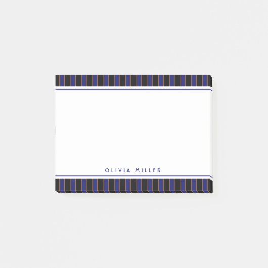 Post-it® Deep Vintage Striped Blue Pattern Custom (Devant)