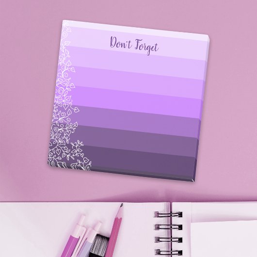 Post-it® Dégradé botanique violet rayé N'oubliez pas