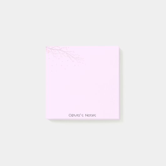 Post-it® dégradé de fleurs rose Nom personnalisé (Devant)