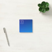 Post-it® Dégradé et monogramme bleu moderne simple (Bureau)