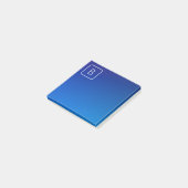 Post-it® Dégradé et monogramme bleu moderne simple (Incliné)