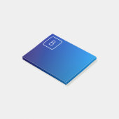 Post-it® Dégradé et monogramme bleu moderne simple (Incliné)
