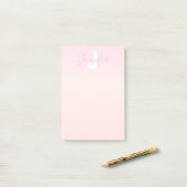 Post-it® Dégradé ombré rose clair et pêche Nom et monogramm (Sur un bureau)