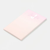 Post-it® Dégradé ombré rose clair et pêche Nom et monogramm (Incliné)