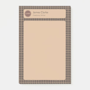 Post-it® Délicieuse crémeuse Brown À damiers Motif avec log