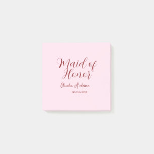Post-it® Demoiselle d'honneur mauve nom date rose pastel ma