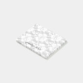 Post-it® Dentelle blanche grise Roses Floral (Incliné)