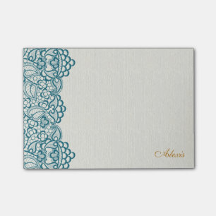 Post-it® Dentelle et or turquoises élégants