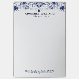Post-it® Dentelle Florale Blance Et Bleue Marine Élégante