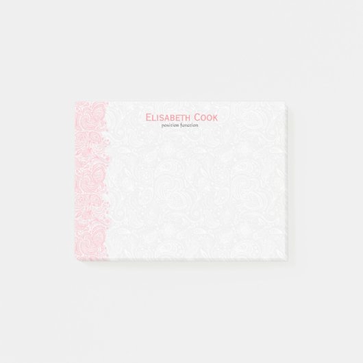 Post-it® Dentelle Paisley Vintage Rose Et Blanc (Devant)