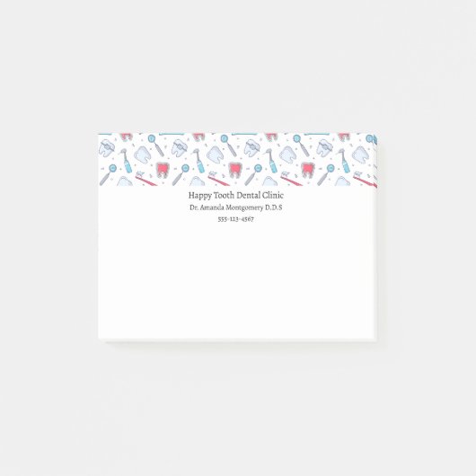 Post-it® Dents et outils Motif dentaire Dentiste (Devant)