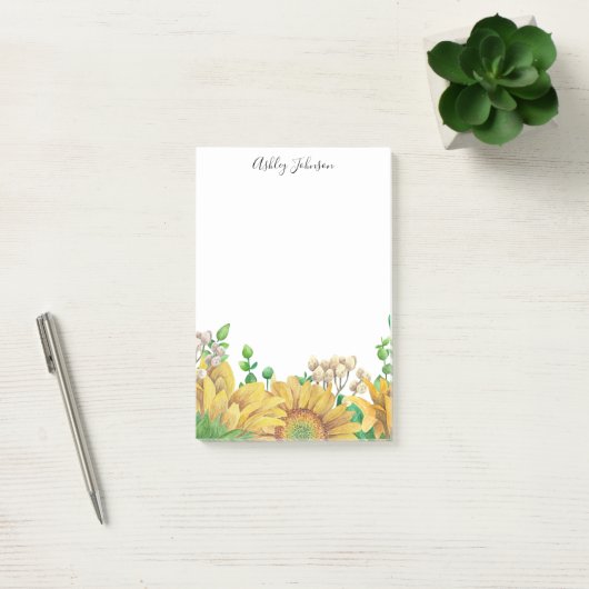 Post-it® Des notes de fleurs rustiques. Aquarelle florale.  (Bureau)