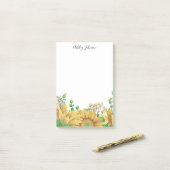 Post-it® Des notes de fleurs rustiques. Aquarelle florale. (Sur un bureau)