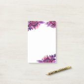 Post-it® Des notes de fleurs violettes. Fleur lilas aquarel (Sur un bureau)