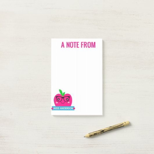 Post-it® Des notes pour les enseignantes de Cute Apple Post (Sur un bureau)
