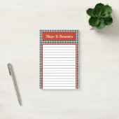 Post-it® Design chic tendance noir et blanc Houndstooth rou (Bureau)