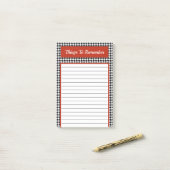 Post-it® Design chic tendance noir et blanc Houndstooth rou (Sur un bureau)