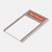 Post-it® Design chic tendance noir et blanc Houndstooth rou (Incliné)