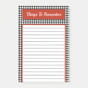 Post-it® Design chic tendance noir et blanc Houndstooth rou