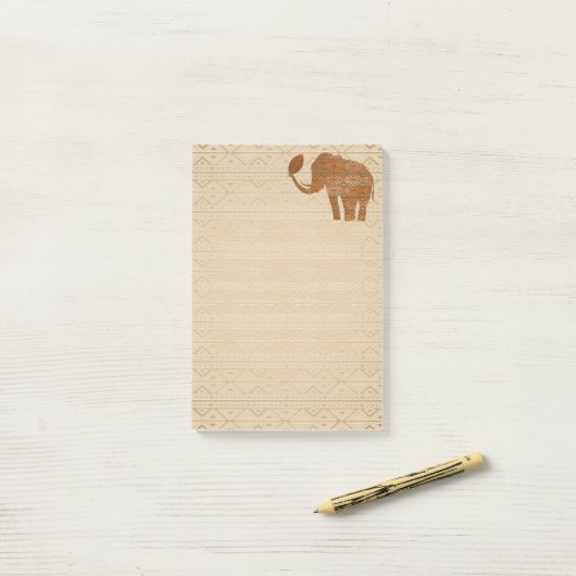 Post-it® Design d'art tribal des éléphants (Sur un bureau)