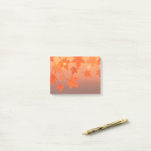 Post-it® Design d'automne avec feuilles d'érable et effet b (Sur un bureau)