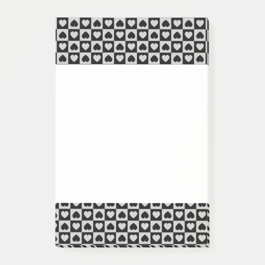 Post-it® Design de coeur noir et gris (Devant)