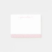 Post-it® Design moderne Chic Blush Rose Blanc Chevron Scrip (Devant)