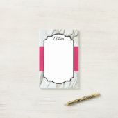 Post-it® Design moderne marbre fuchsia noir élégant post it (Sur un bureau)