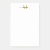 Post-it® Design moderne Script de fille Monogramme Noir Or (Devant)