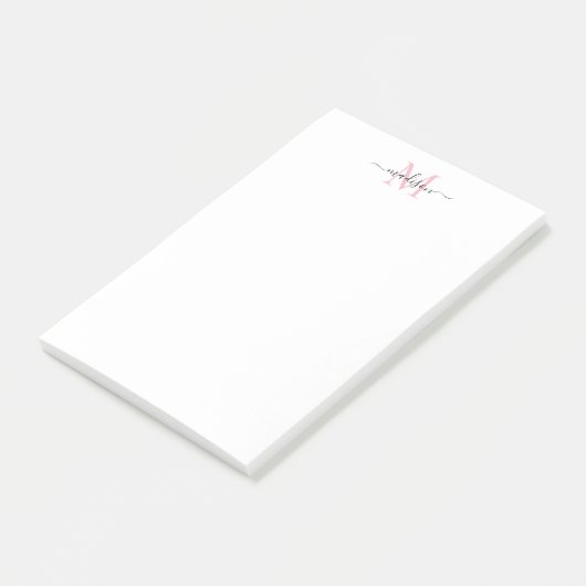 Post-it® Design Moderne Script Monogramme Rose Clair (Incliné)