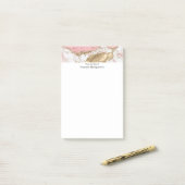 Post-it® Design Rose de luxe en marbre rose or (Sur un bureau)