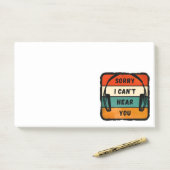 Post-it® Désolé de ne pas vous entendre - Casques Retro (Sur un bureau)