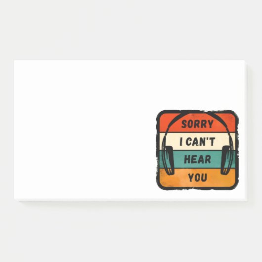 Post-it® Désolé de ne pas vous entendre - Casques Retro (Devant)