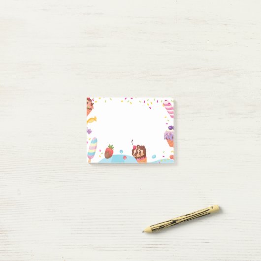 Post-it® Desserts et bonbons Notes post-it (Sur un bureau)