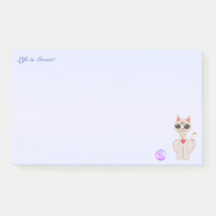 Post-it® Dessin animé de chat beige mignon sur fond bleu cl