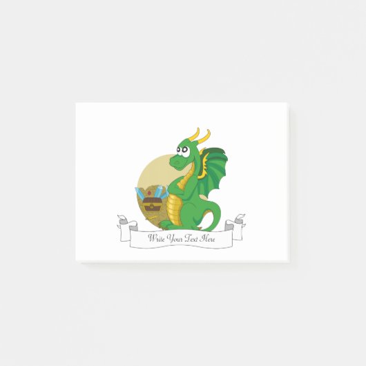 Post-it® Dessin animé de dragon vert (Devant)