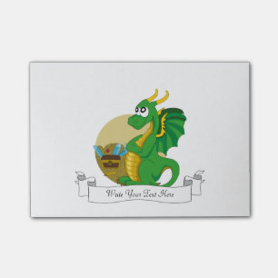 Post-it® Dessin animé de dragon vert