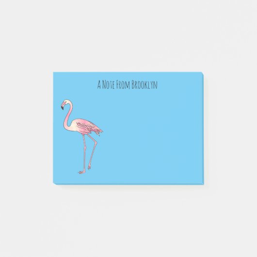 Post-it® dessin animé d'oiseau Flamant rose (Devant)